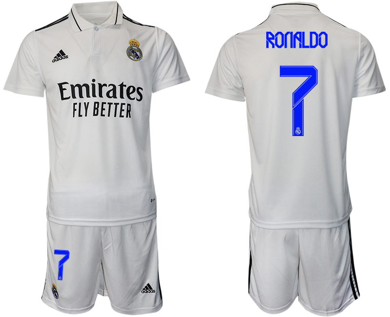 Men 2022-2023 Club Real Madrid home white 7 Adidas Soccer Jerseys